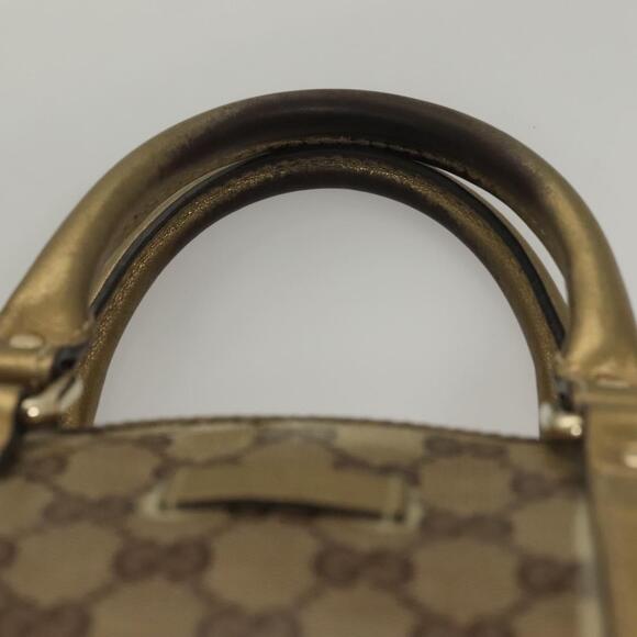 GUCCI GG Crystal Hand Bag Coated Canvas Brown Gold - Picture 8 of 12